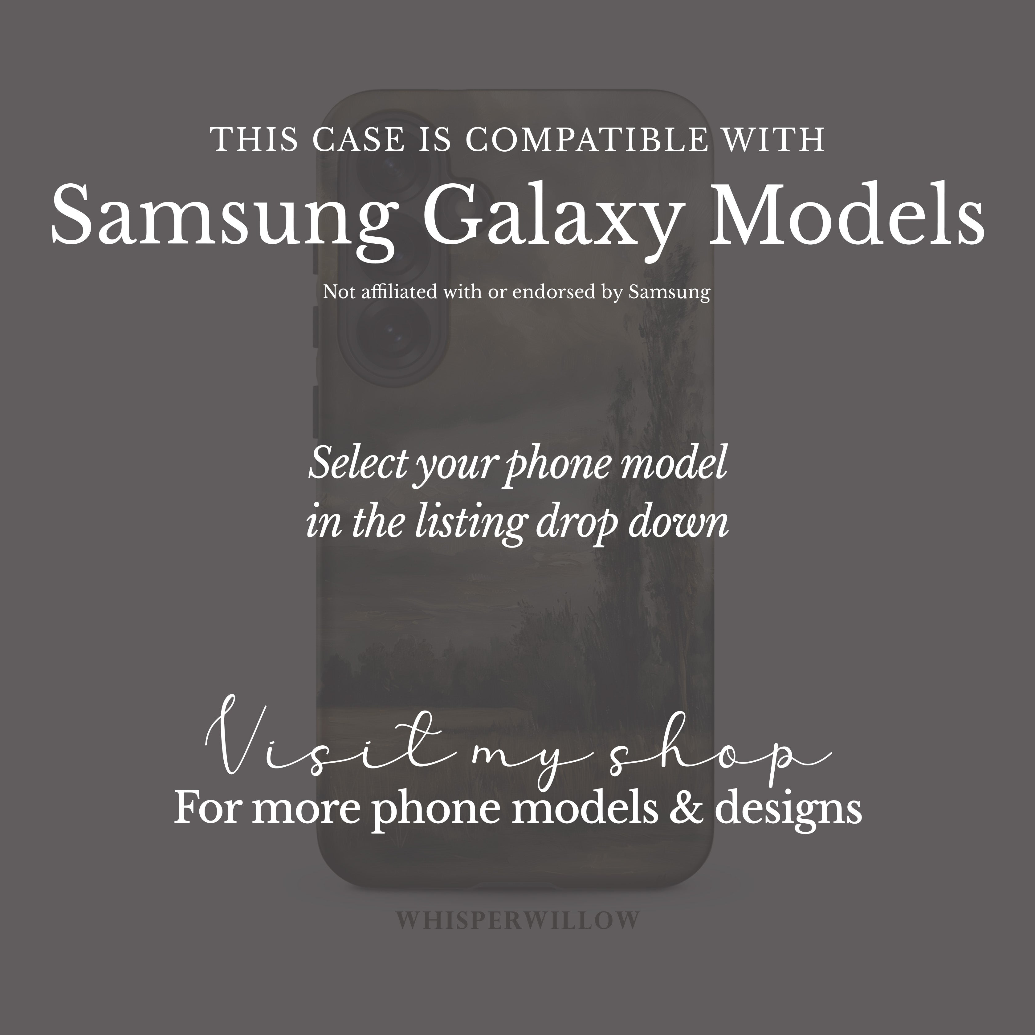 Moody Landscape Phone Case | Compatible with Samsung | Stormy Sky Nature Art Scenic Countryside Aesthetic Neutral Earthy