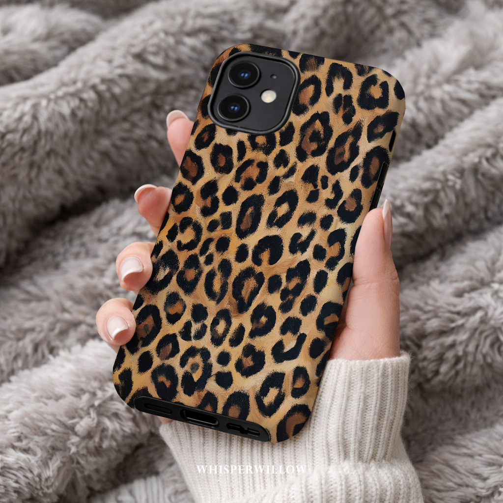 Leopard Print Magnetic Phone Case | iPhone Compatible | Matte Protective Cover