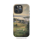 Coastal Sheep Meadow Magnetic Case | iPhone Compatible | Irish Harbor Village Scenic Cover by WhisperWillow Studios
