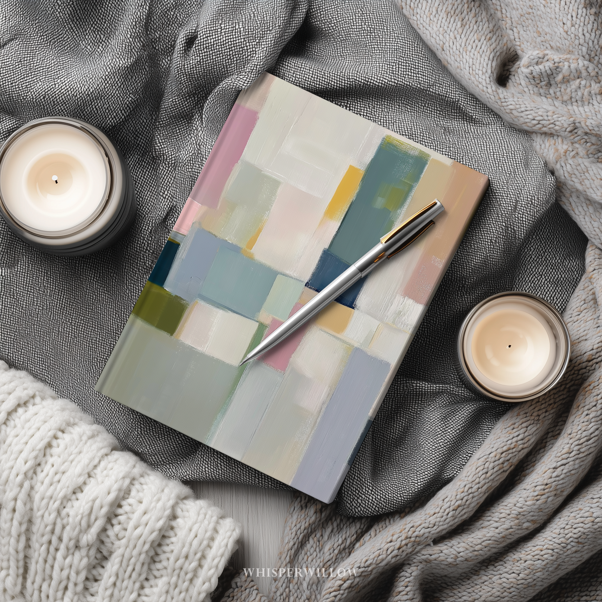 Abstract Modern Minimalist Patterns art on a matte hardcovered journal by WhisperWillow Studios home decor gifts