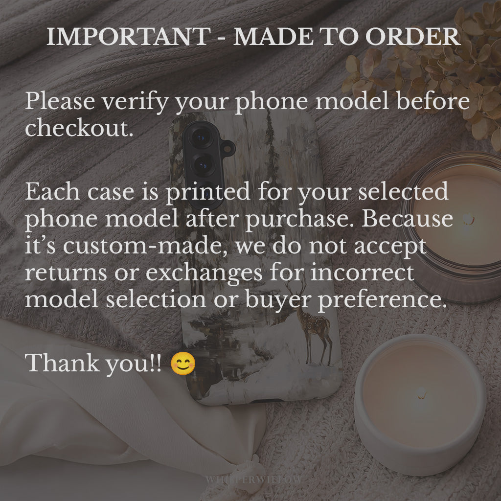 Winter Deer Aesthetic Phone Case | Forest Snow Wildlife Art | Compatible with Samsung