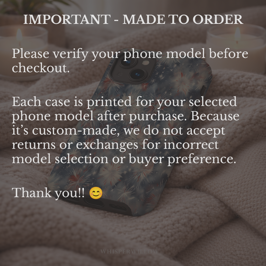 Abstract Fireworks Phone Case | Compatible with iPhone | Patriotic Red White Blue Starburst Cover