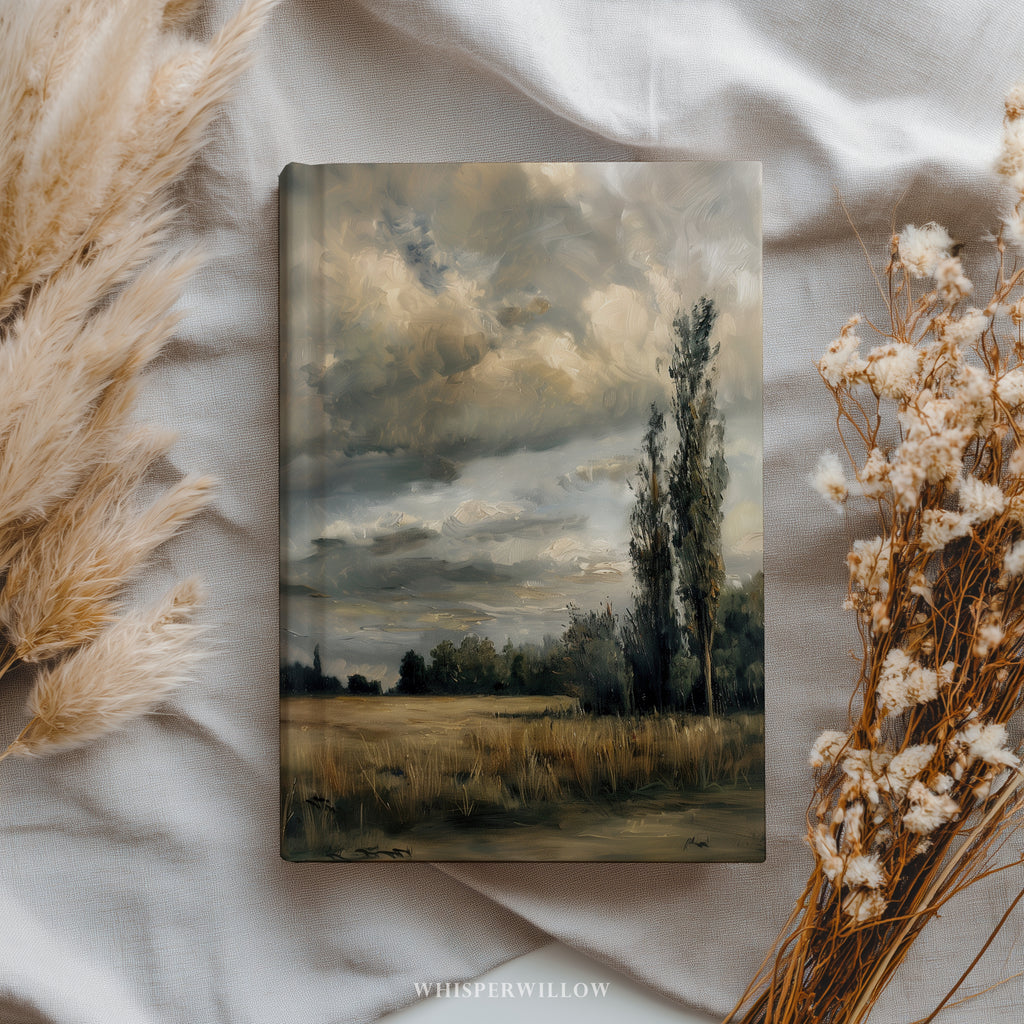 Moody Prairie Hardcover Journal - Stormy Countryside, Beautiful Landscape Notebook Gift