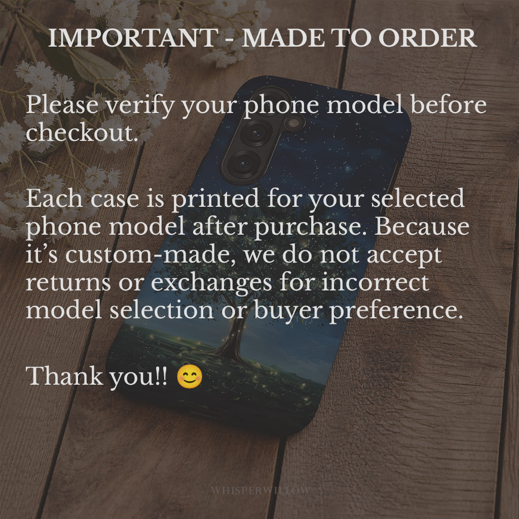 Mystical Tree Art Phone Case | Compatible with iPhone | Aesthetic Night Sky Glowing Fireflies Dreamy Stars Fantasy Nature