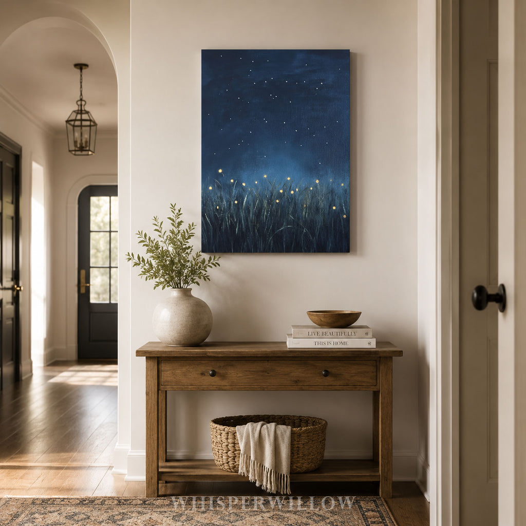 Tableau sur toile Lucioles - Lucioles Nuit étoilée Ciel bleu foncé scintillant Magique