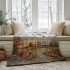 Autumn Pumpkin Throw Blanket - Cozy Barn Fall Harvest Gift