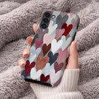 Heart Pattern Phone Case Compatible with Samsung Galaxy | Cute Aesthetic Pink Red Romantic Valentine Modern Love Art Cover