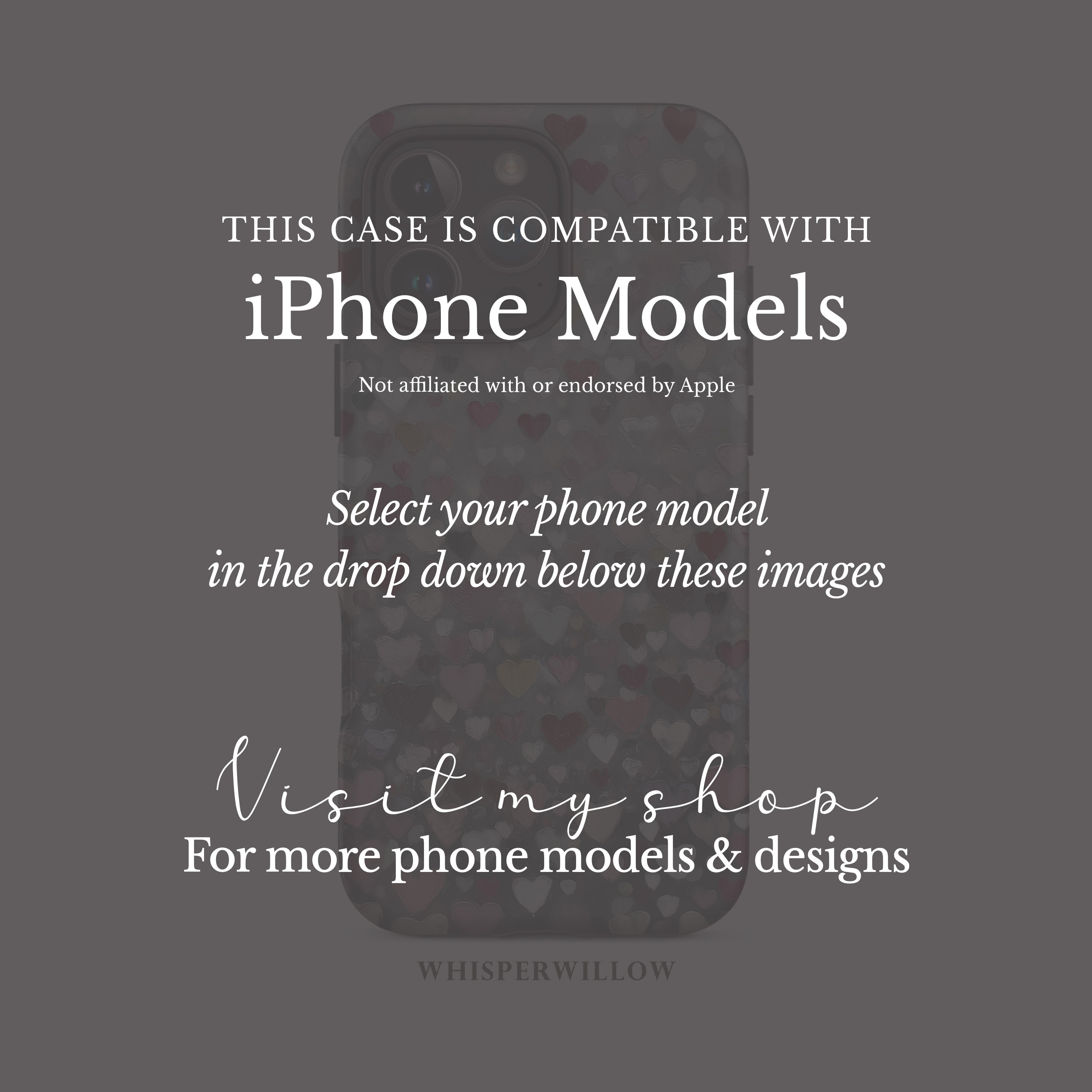 Romantic Heart Pattern Phone Case | Compatible with iPhone | Pink Red Black Grey Love Cover
