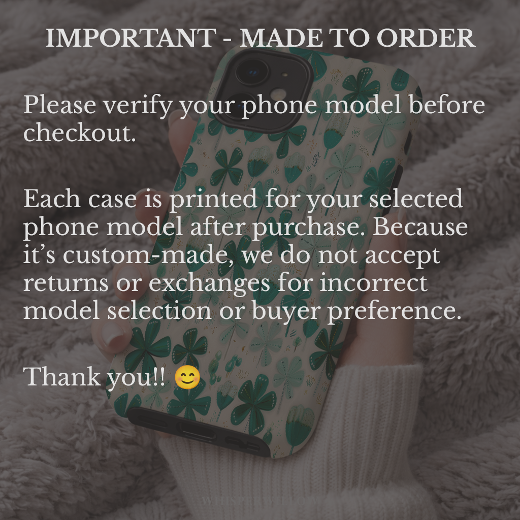 Teal Shamrock Dual Layer Phone Case | Compatible with iPhone  | Lucky Four Leaf Clover Cover