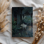 Notizbuch „Regenreiche viktorianische Veranda“ – Gotische Veranda-Teeszene, Geschenkidee für viktorianische Haushalte