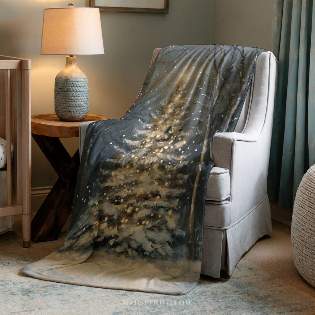 Winter Forest Christmas Throw Blanket - Festive Tree Snowfall Gift