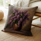 Coussin décoratif Bouquet de lilas violet | Coussin décoratif Nature morte florale en vase