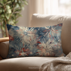 Abstract Fireworks Floral Throw Pillow and Case - Red White Blue Patriotic Home Decor