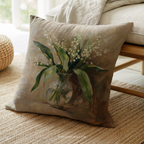 Lily of the Valley Throw Pillow - Floral Botanical Art Cushion
