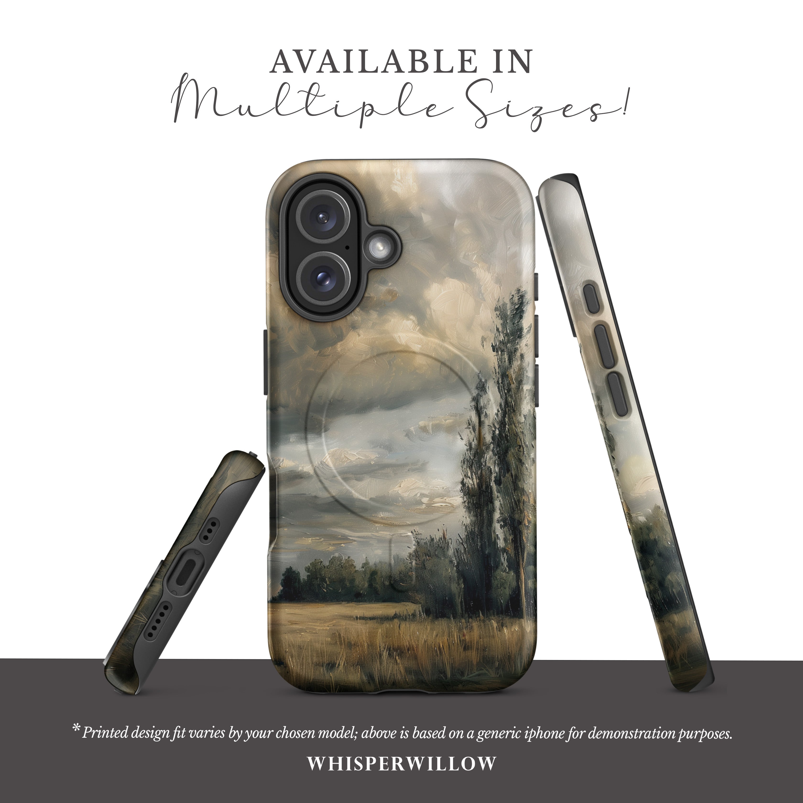 Moody Landscape Phone Case Compatible with iPhone MagSafe | Stormy Sky Nature Art | Rustic Scenic Aesthetic Multi-Size