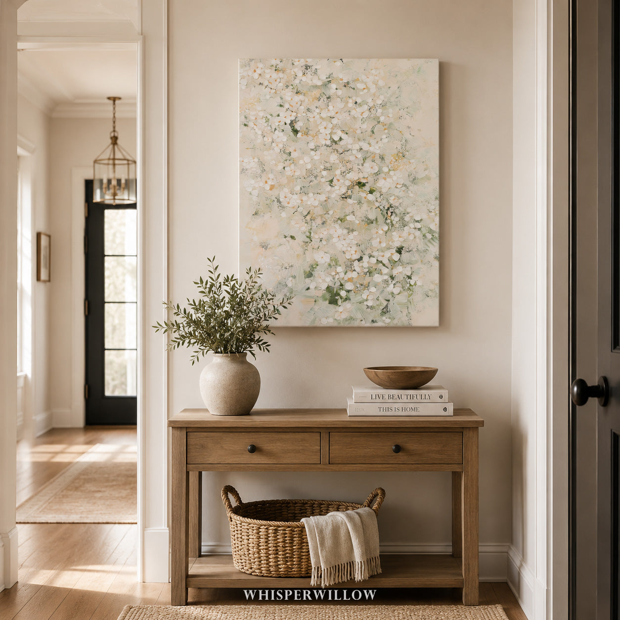 White Wildflower Meadow Canvas Wall Art - Soft Neutral Botanical Nature Print