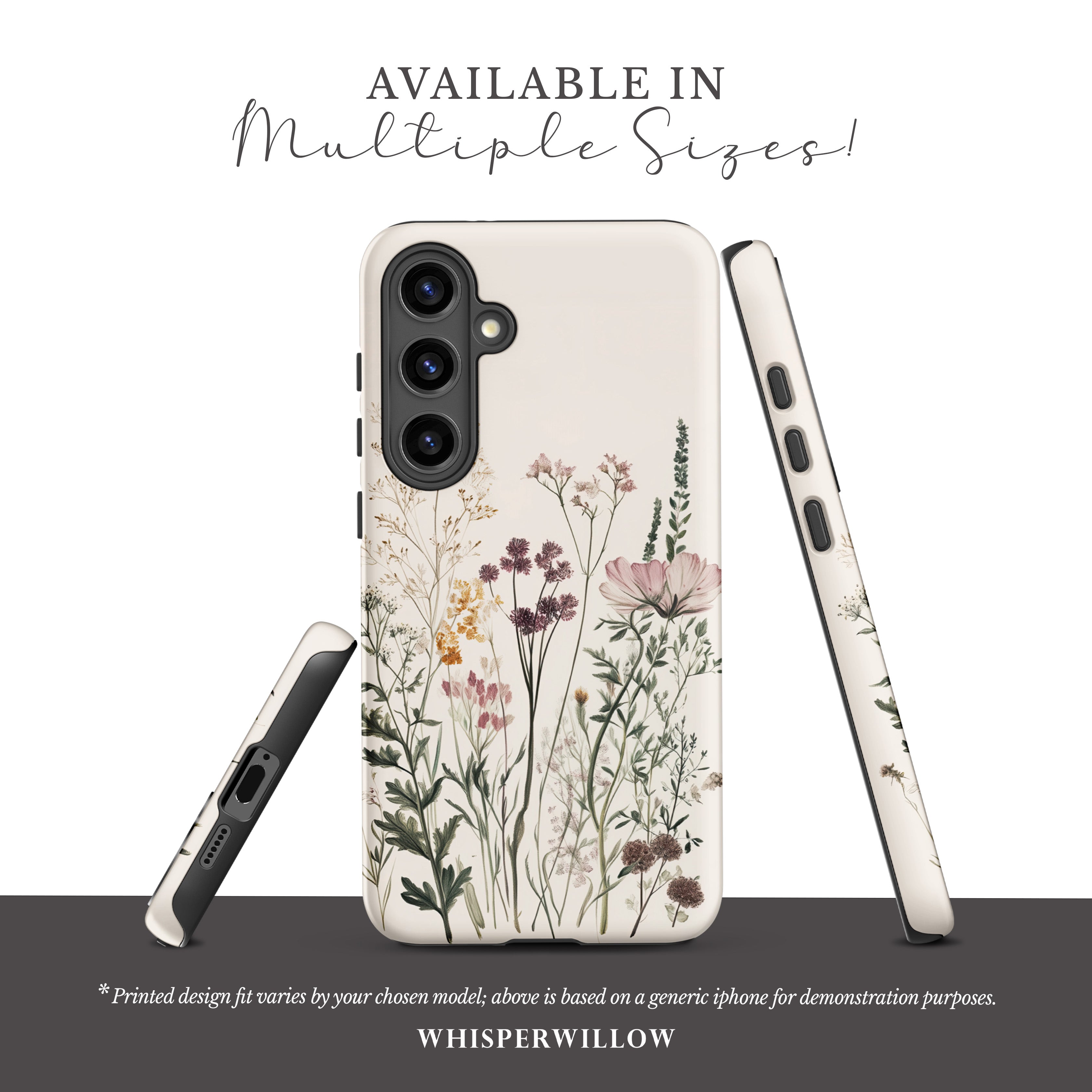 Botanical Wildflower Case Compatible with Samsung Galaxy | Minimalist Vintage Floral Meadow Aesthetic Soft Neutral Nature Garden Design