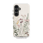 Botanical Wildflower Case Compatible with Samsung Galaxy | Minimalist Vintage Floral Meadow Aesthetic Soft Neutral Nature Garden Design by WhisperWillow Studios