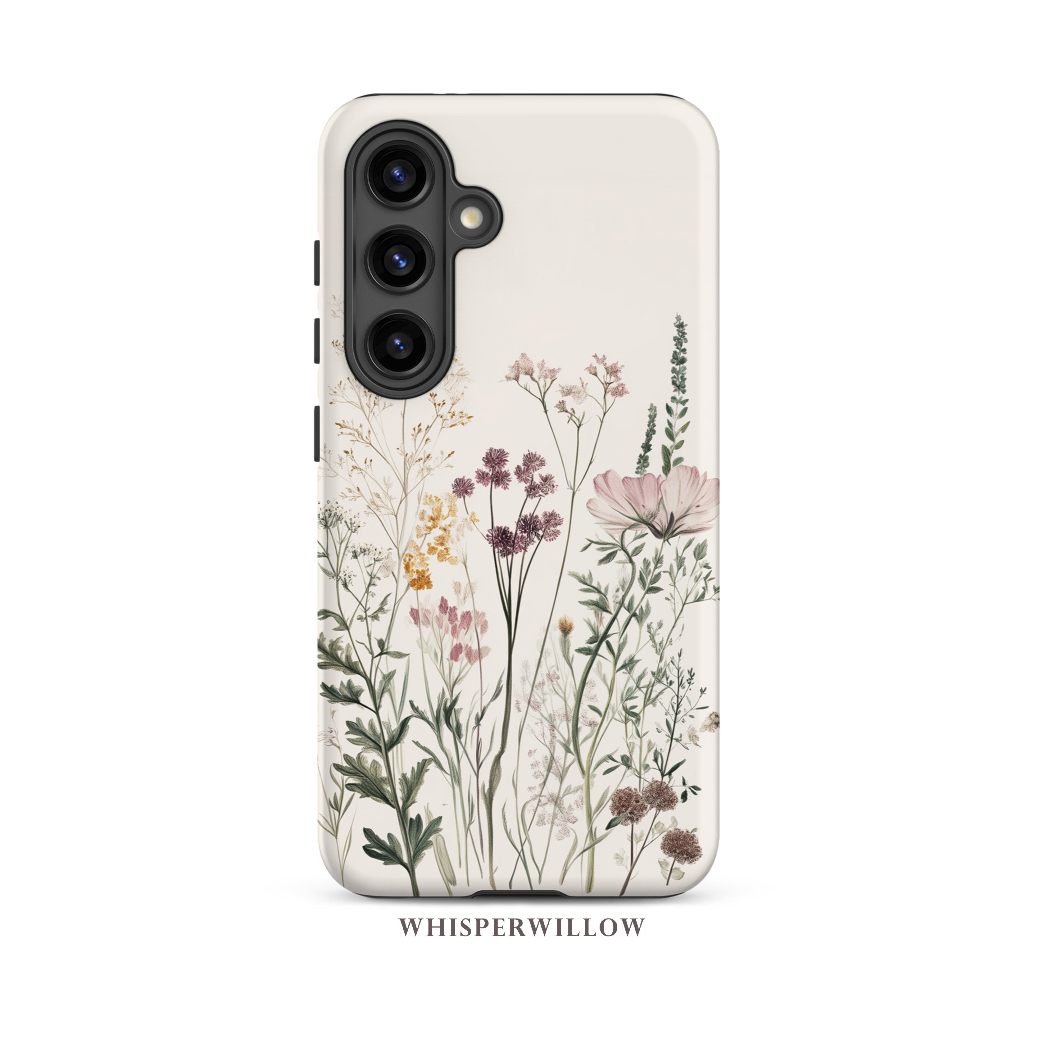 Botanical Wildflower Case Compatible with Samsung Galaxy | Minimalist Vintage Floral Meadow Aesthetic Soft Neutral Nature Garden Design by WhisperWillow Studios
