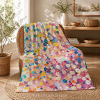 Colorful Floral Abstract Throw Blanket - Pastel Spring Flowers Gift