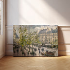 Paris Street Scene Canvas Wall Art | Vintage Horse Carriage Print | 1880s European Architecture