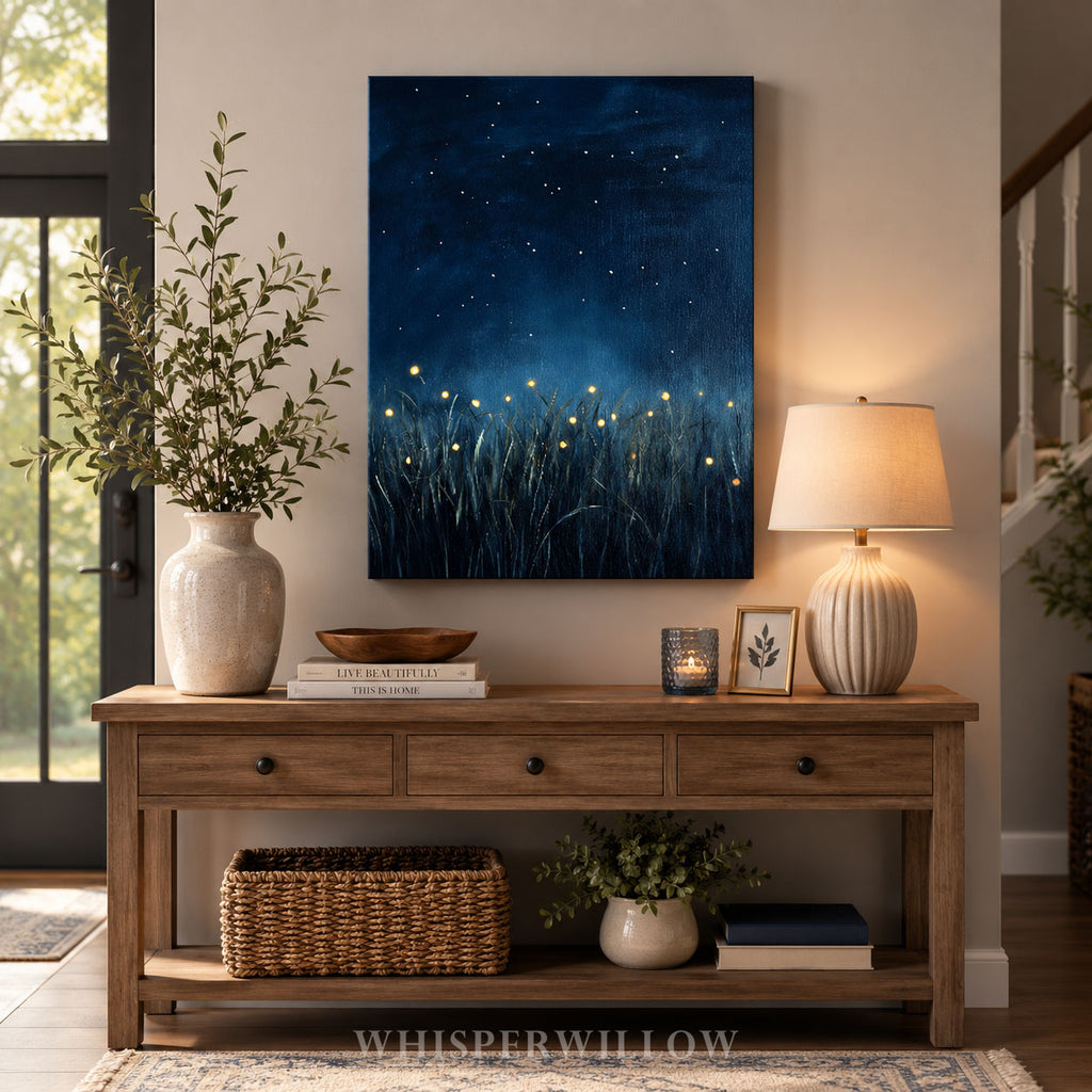 Tableau sur toile Lucioles - Lucioles Nuit étoilée Ciel bleu foncé scintillant Magique