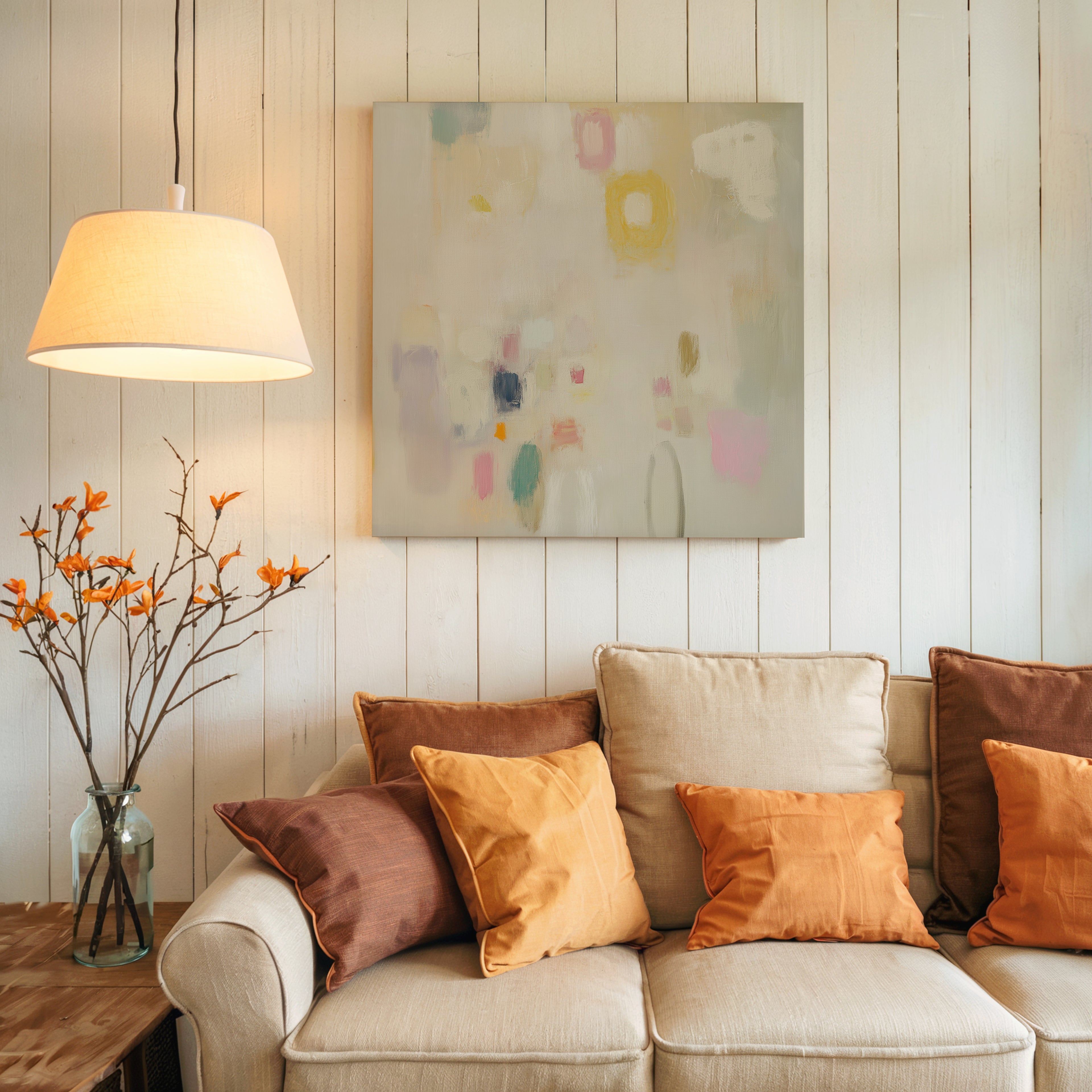 Abstract Pastel Canvas Wall Art | Modern Minimalist Color Block Patterns | Joyful Colorful Home Decor