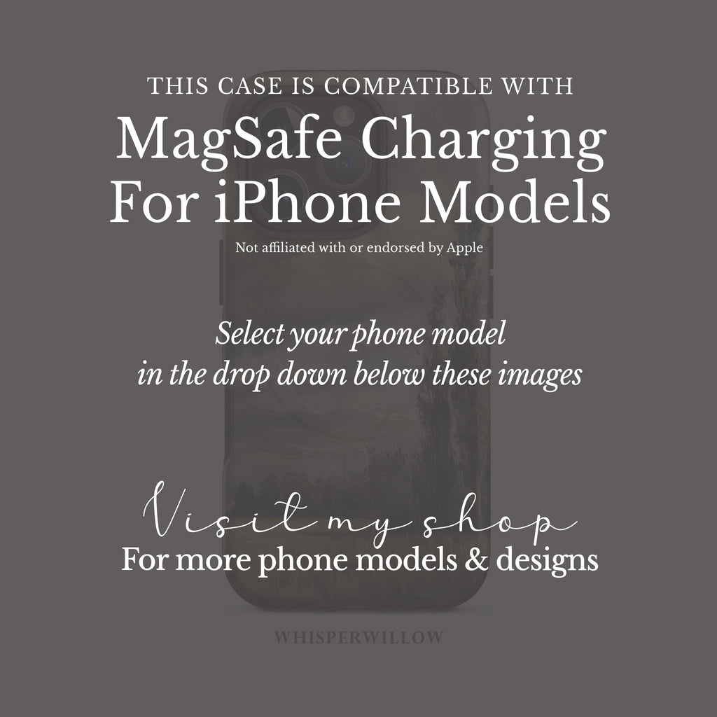 Moody Landscape Phone Case Compatible with iPhone MagSafe | Stormy Sky Nature Art | Rustic Scenic Aesthetic Multi-Size
