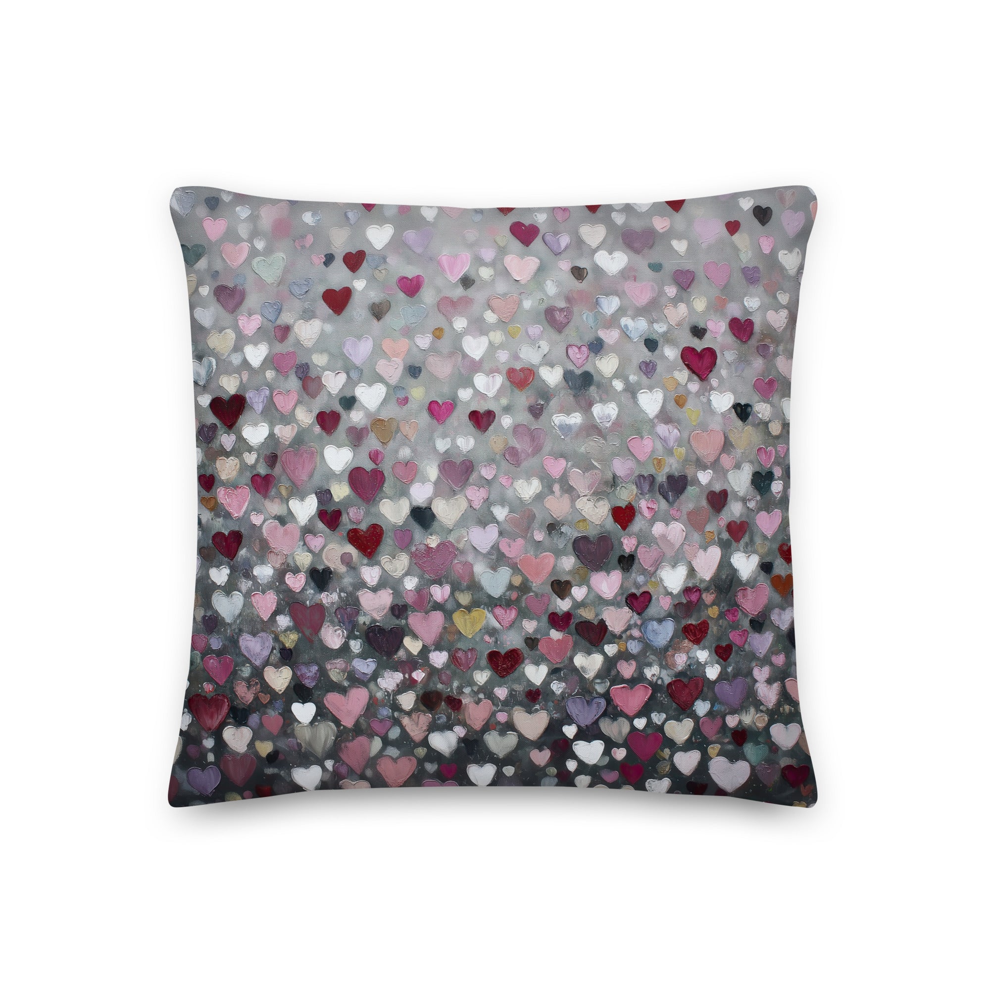 Coussin décoratif à motif cœur abstrait | Romantique | Motif amour rose, rouge et gris