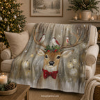 Christmas Deer Throw Blanket - Winter Holiday Reindeer Snow Gift