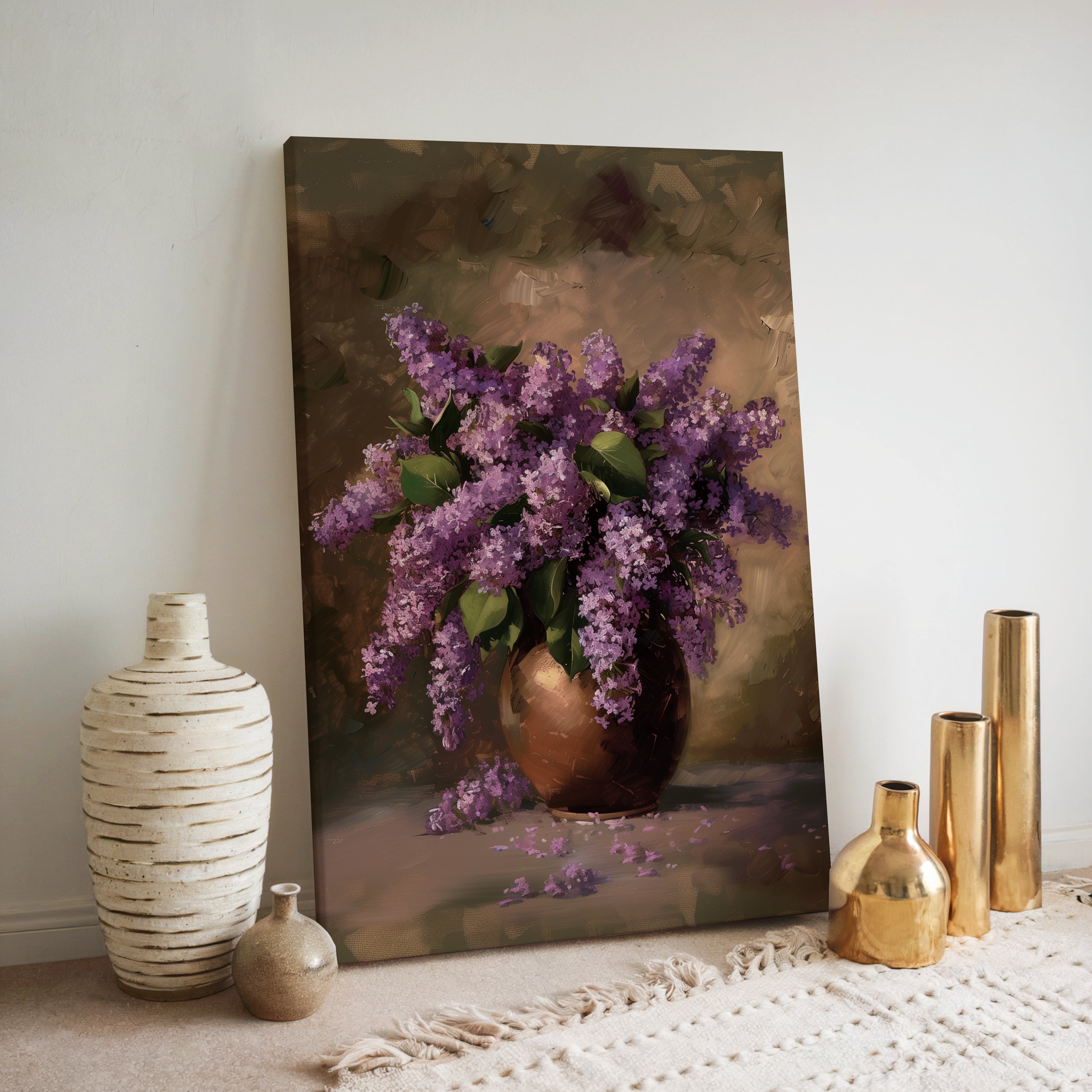 Fliederstrauß-Leinwandbild | Lila Blumendruck | Landhausdeko
