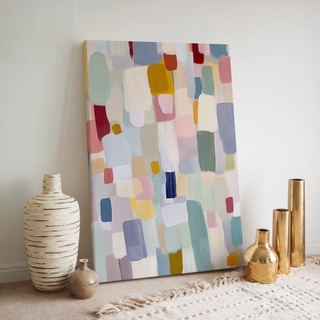 Abstrakte Leinwandbilder mit Pastellblöcken – Modernes, minimalistisches und zeitgenössisches Design
