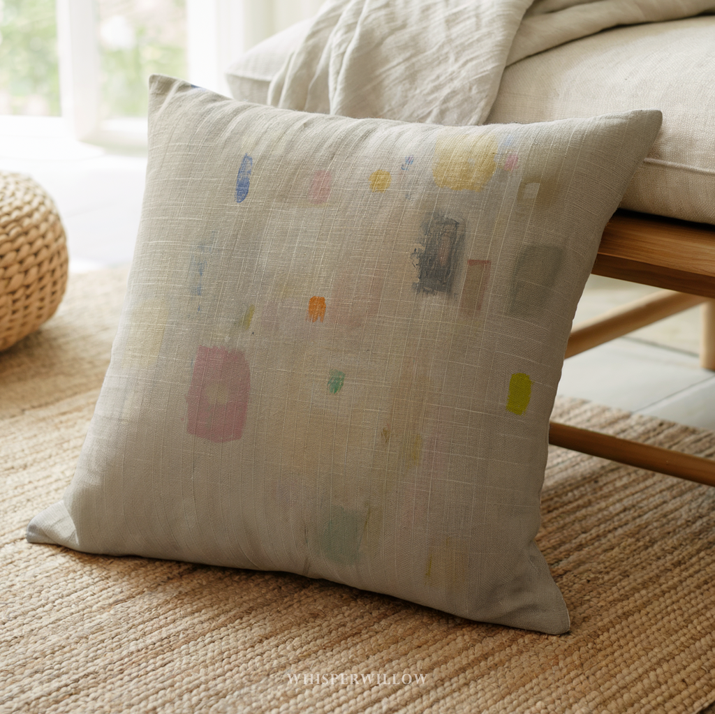 Neutral Pastel Abstract Throw Pillow and Case - Modern Minimalist Color Block Decorative Cushion Gift