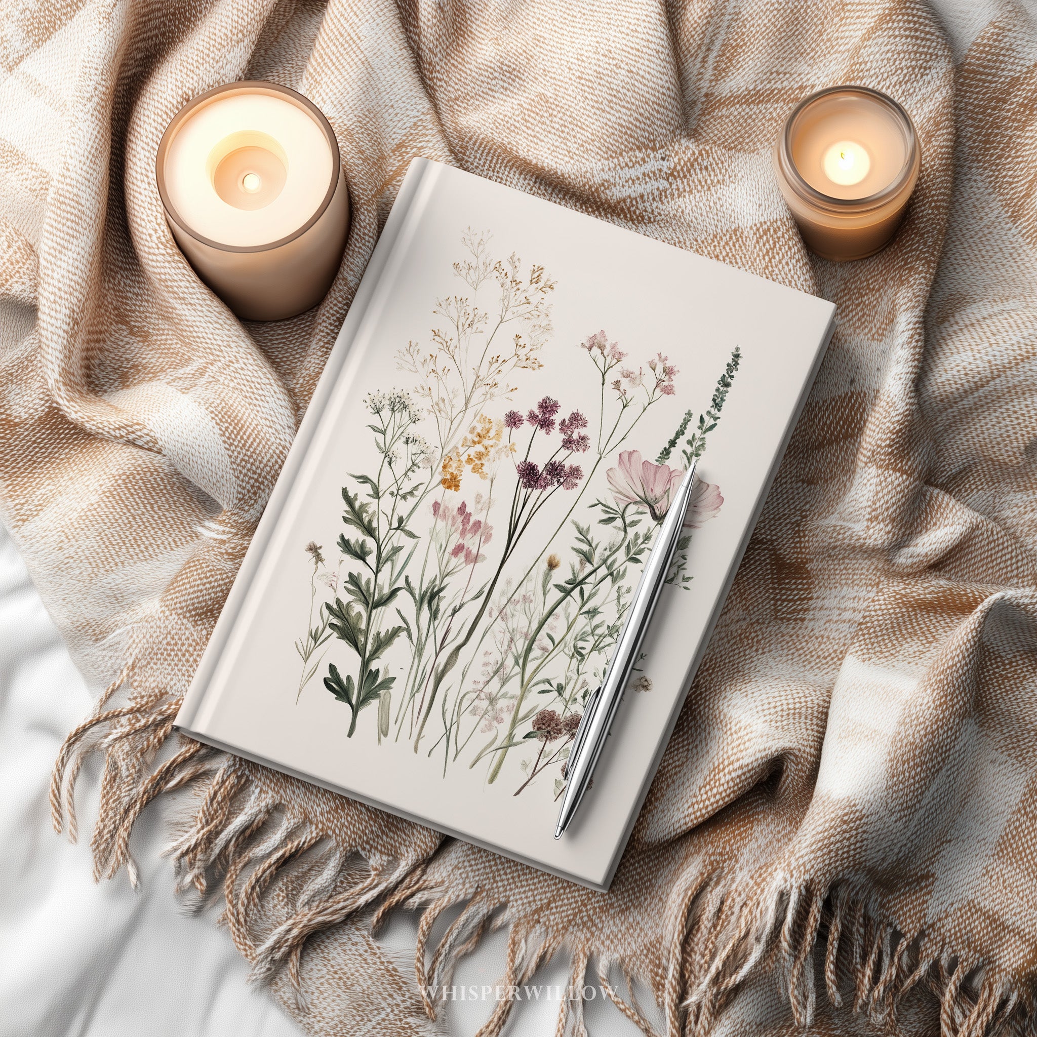 Wildflower Botanical Hardcover Journal | Vintage Meadow Cottagecore Floral Illustration | Minimalist Garden Nature Notebook Gift