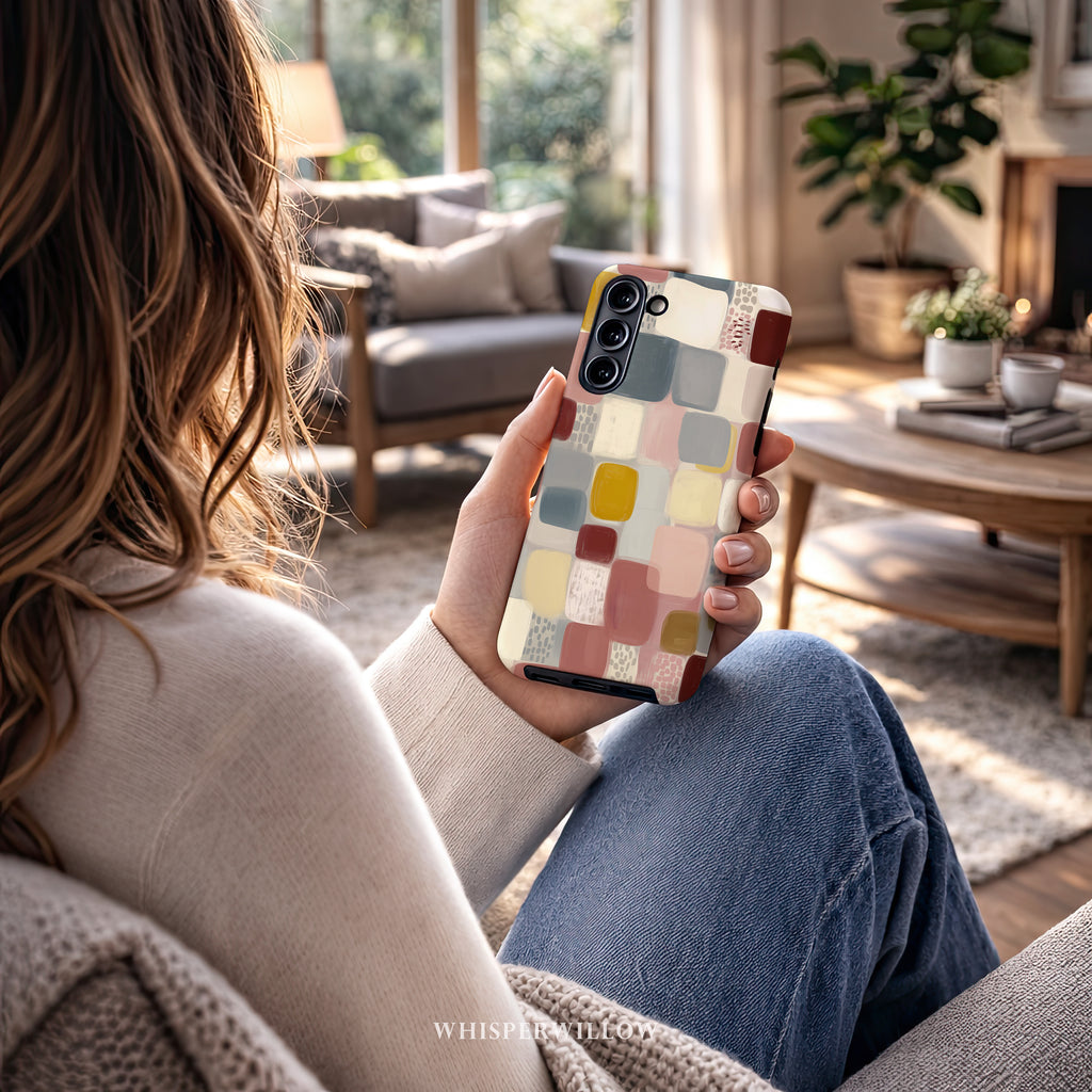 Colorful Geometric Phone Case | Compatible with Samsung | Abstract Cute Artistic Modern Neutral Gift