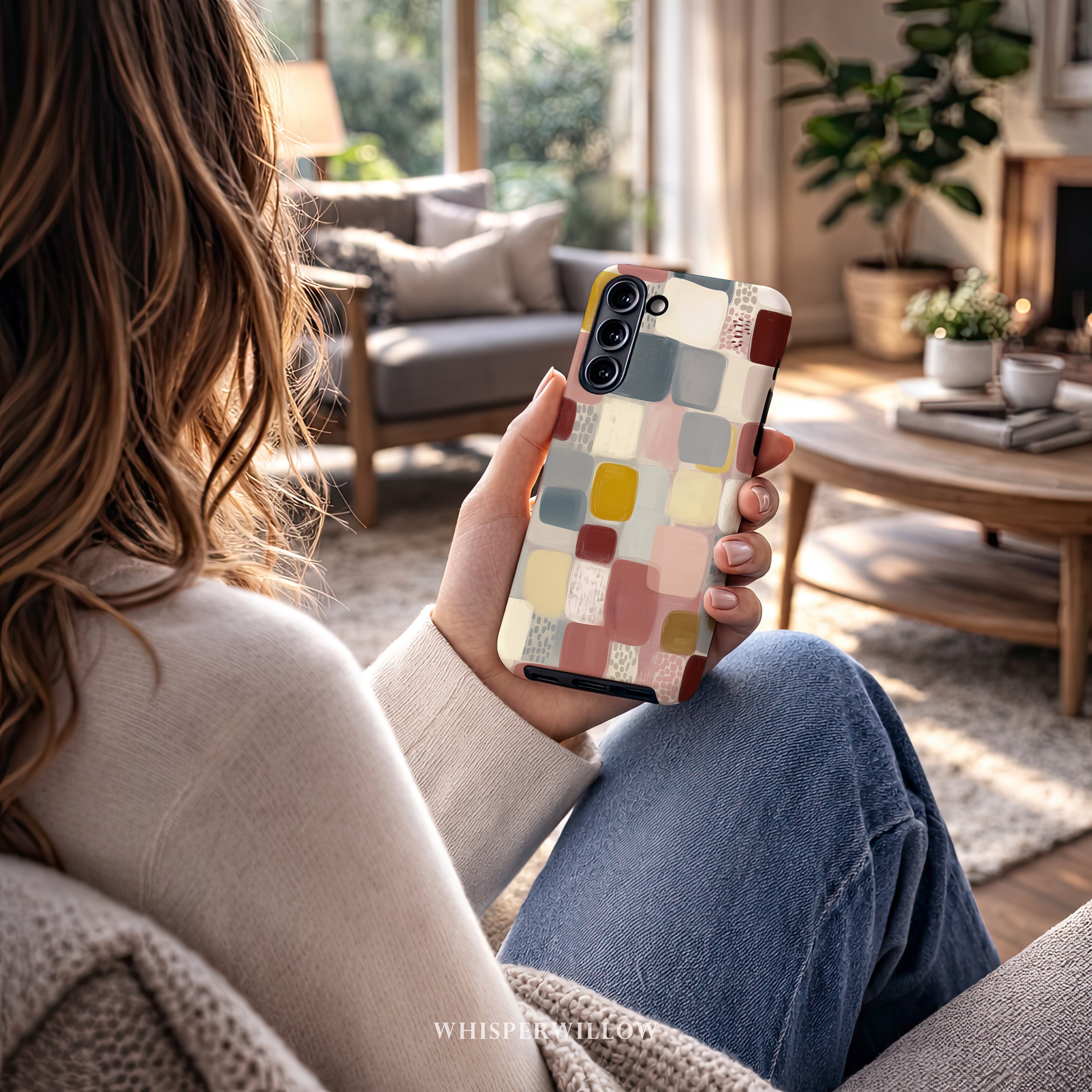 Colorful Geometric Phone Case | Compatible with Samsung | Abstract Cute Artistic Modern Neutral Gift