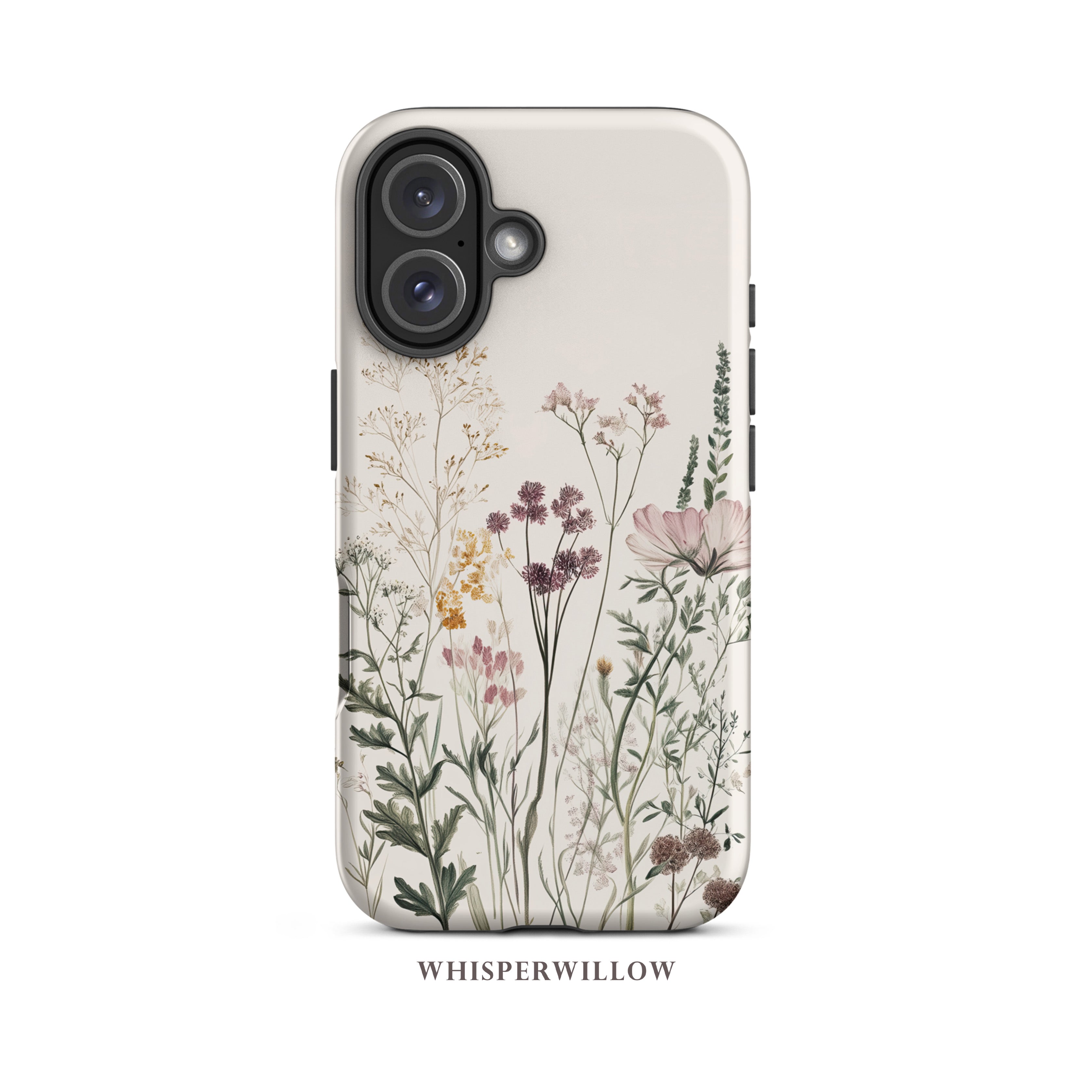 Botanical Wildflower Phone Case Compatible with iPhone | Minimalist Vintage Floral Meadow Aesthetic Soft Neutral Nature Garden Design by WhisperWillow Studios