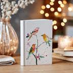 Buntes Notizbuch mit Singvögeln (Hardcover) – Botanischer Zweig, Vogelmotiv, Geschenkidee