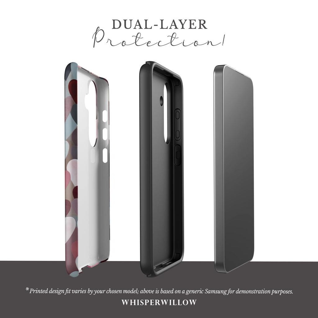 Heart Pattern Phone Case Compatible with Samsung Galaxy | Cute Aesthetic Pink Red Romantic Valentine Modern Love Art Cover