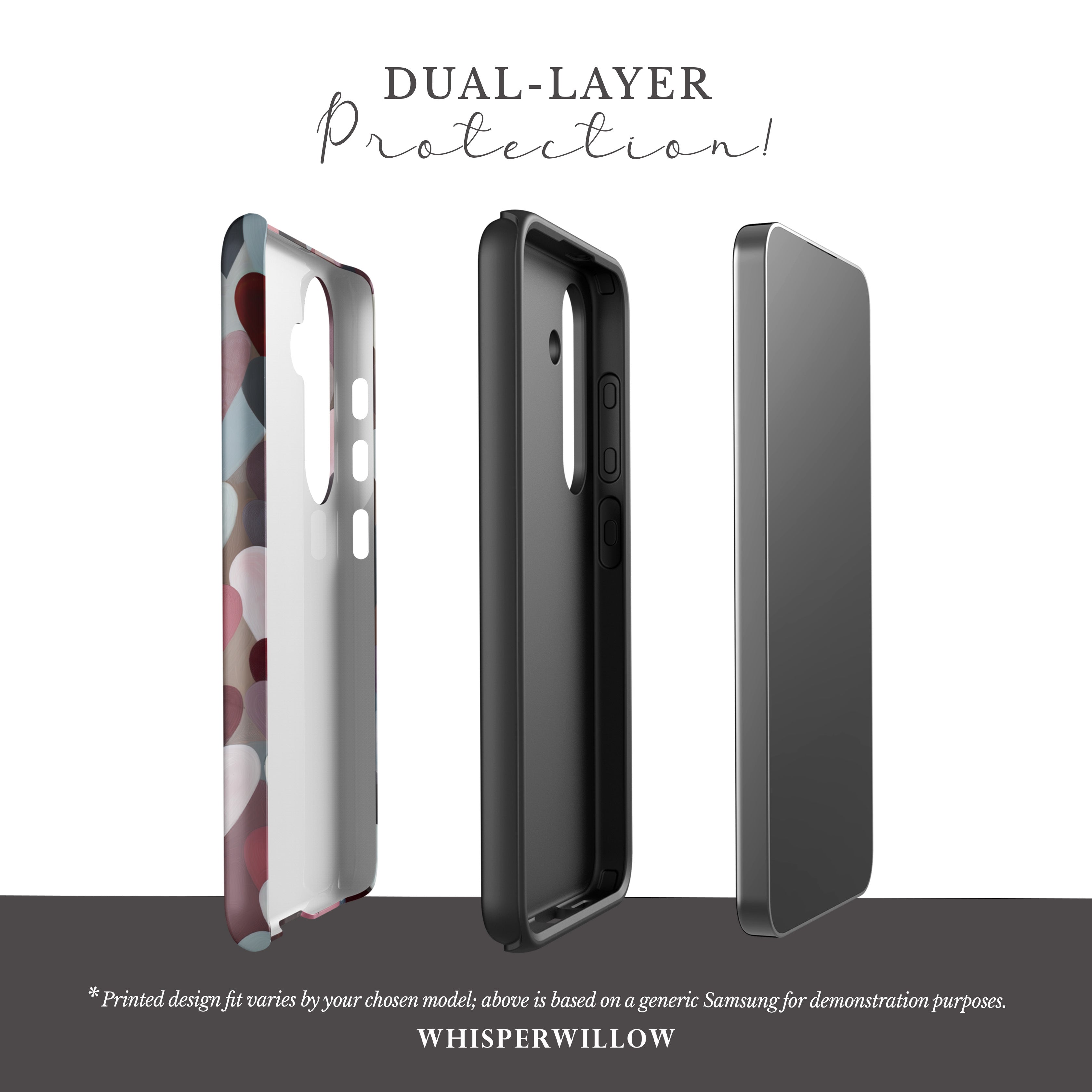 Heart Pattern Phone Case Compatible with Samsung Galaxy | Cute Aesthetic Pink Red Romantic Valentine Modern Love Art Cover