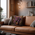 Coussin décoratif Bouquet de lilas violet | Coussin décoratif Nature morte florale en vase
