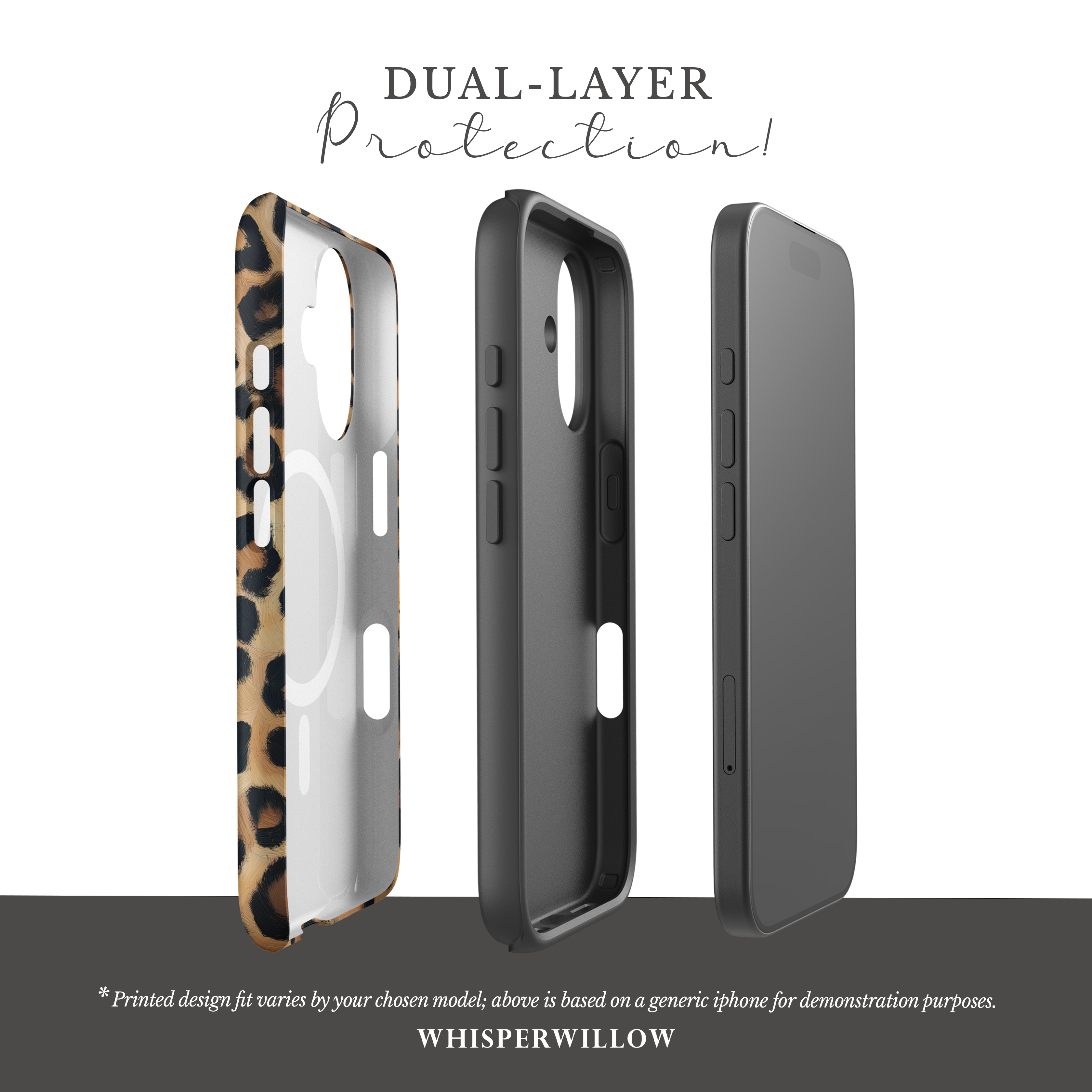 Leopard Print Magnetic Phone Case | iPhone Compatible | Matte Protective Cover