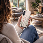 Botanical Wildflower Case Compatible with Samsung Galaxy | Minimalist Vintage Floral Meadow Aesthetic Soft Neutral Nature Garden Design