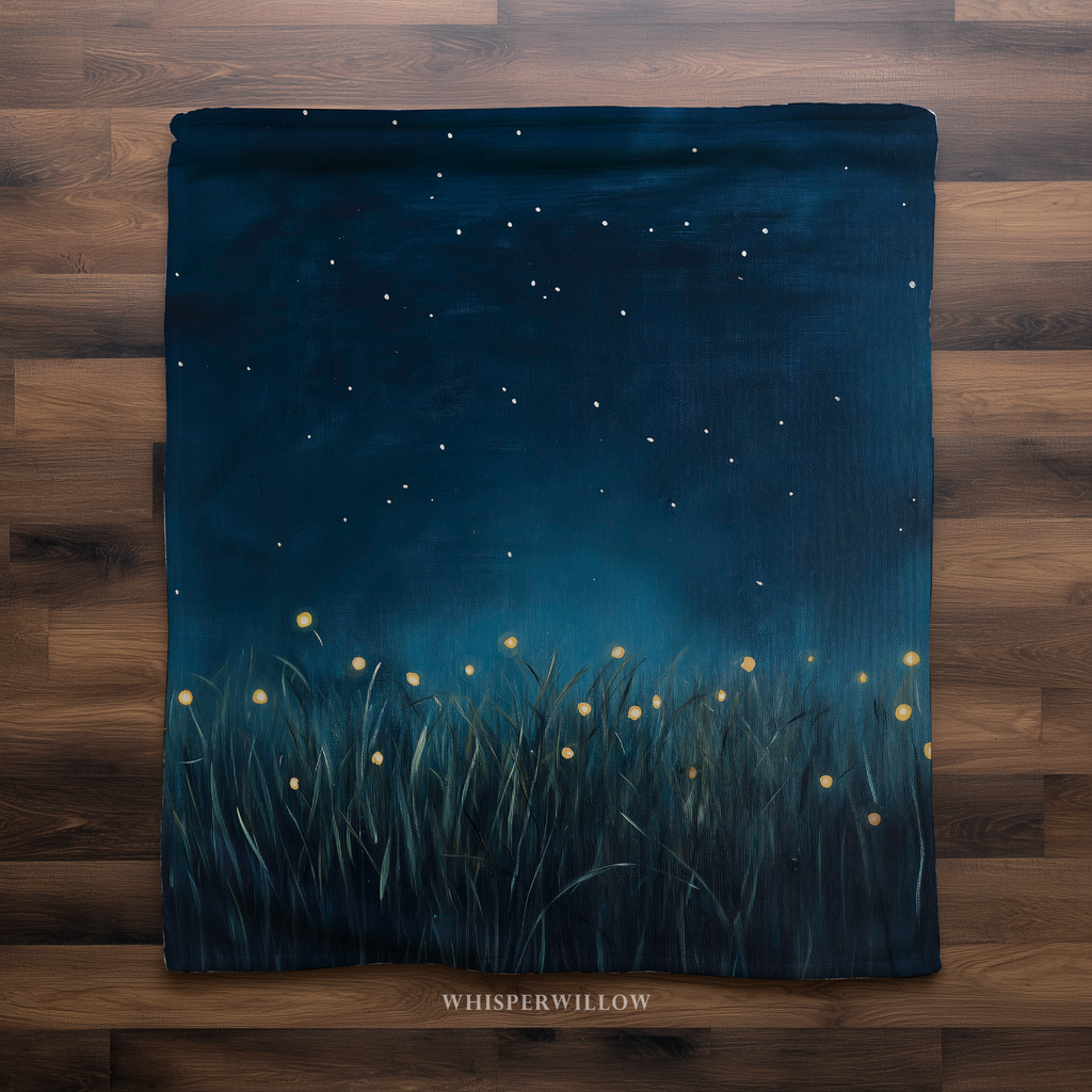 Firefly Meadow Throw Blanket - Starry Night Sky Summer Grass Gift