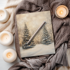 Winter Forest Hardcover Journal - Glowing Trees Snow Cozy Christmas Lights Notebook Gift