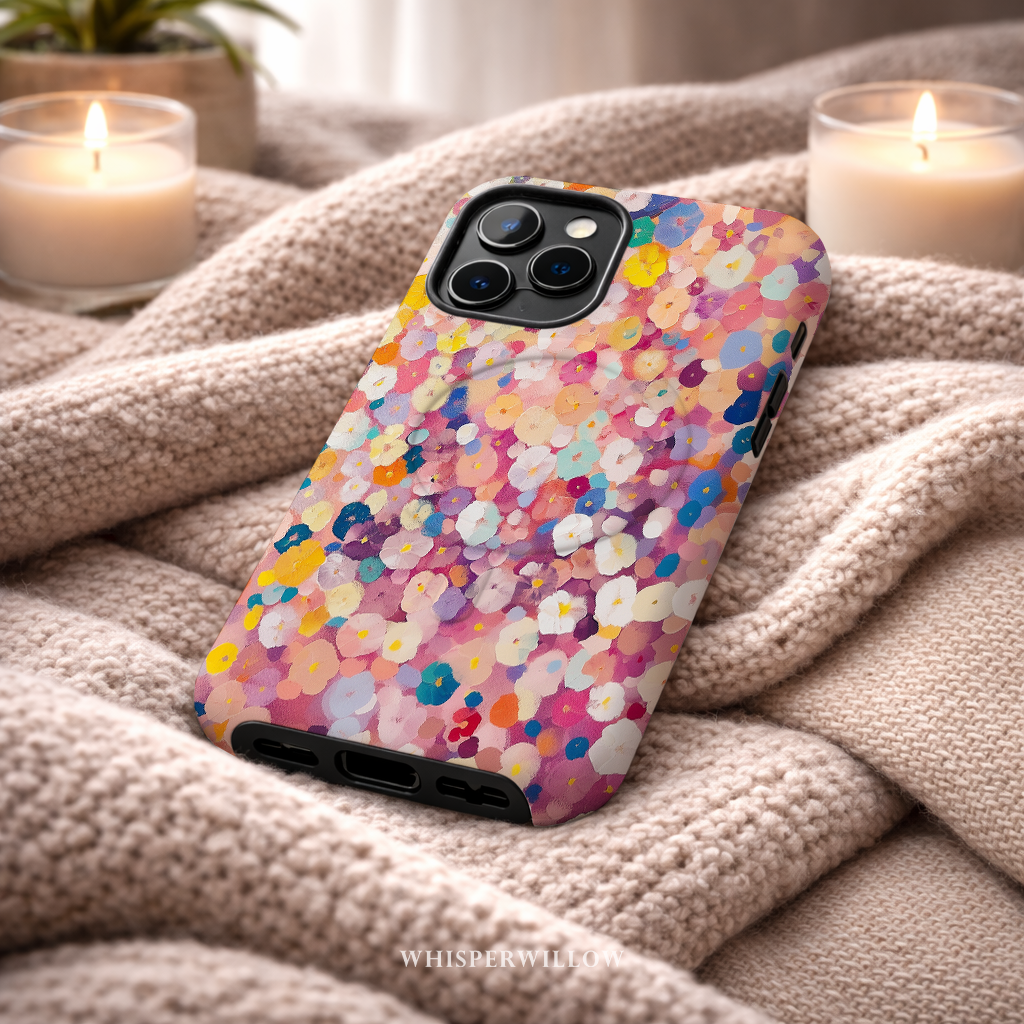 Colorful Floral Confetti Magnetic Case | Compatible with iPhone | Abstract Garden Pattern Cover