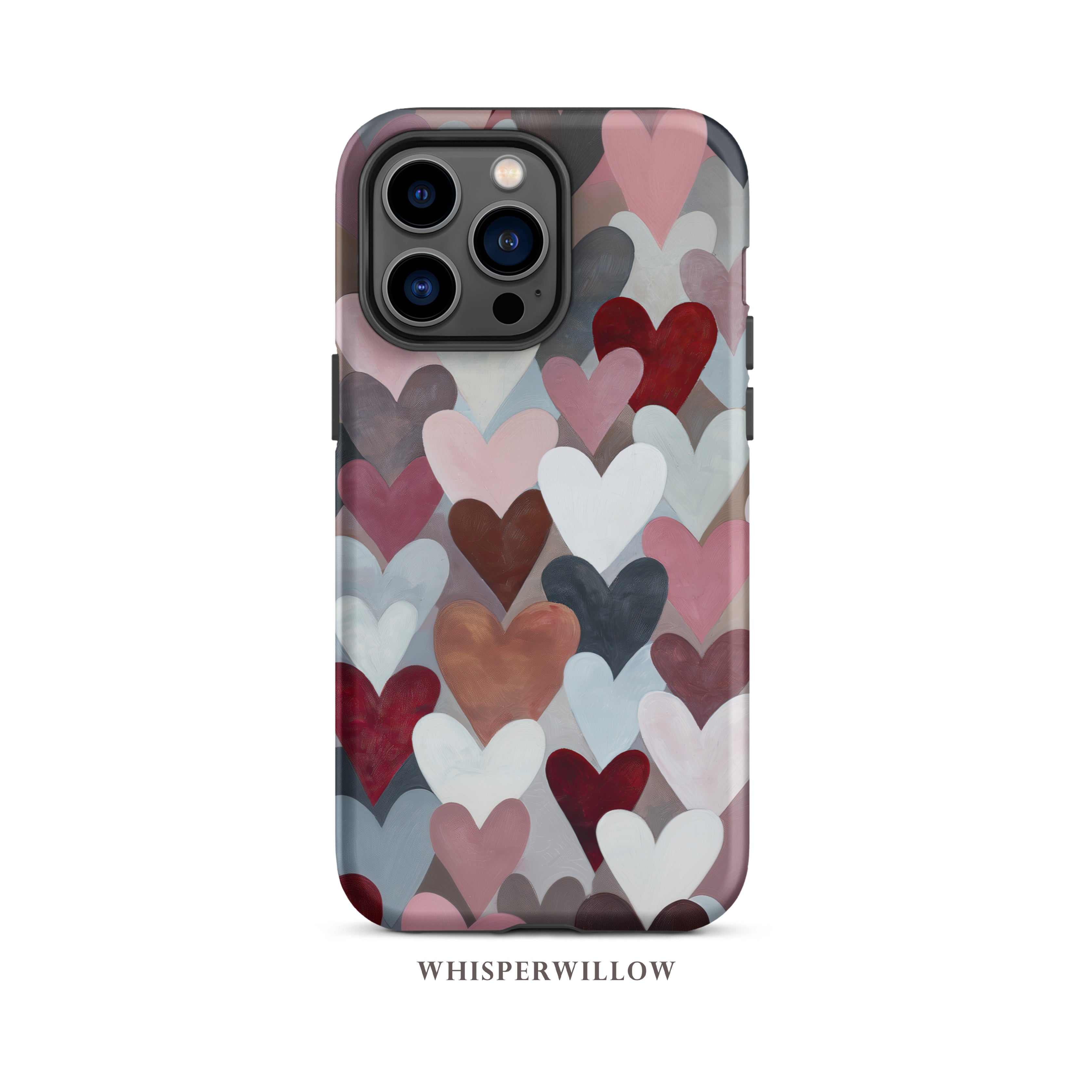 Cute Heart Pattern Phone Case | Compatible with iPhone | Romantic Pink Red Valentine Love Art by WhisperWillow Studios