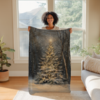 Winter Forest Christmas Throw Blanket - Festive Tree Snowfall Gift by WhisperWillow Studios Home Decor Gift