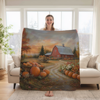 Autumn Pumpkin Throw Blanket - Cozy Barn Fall Harvest Gift by WhisperWillow Studios Home Decor Gift