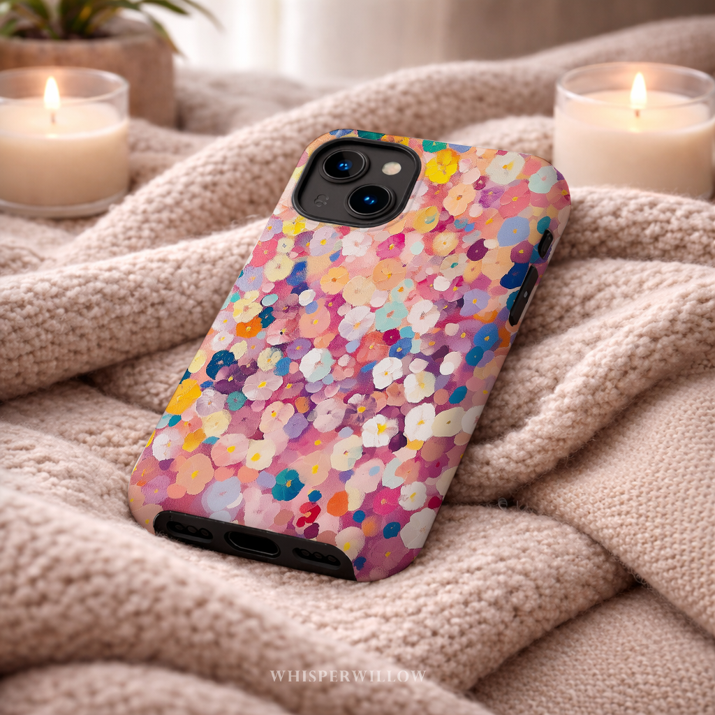 Colorful Floral Confetti Phone Case | Compatible with iPhone | Abstract Garden Pattern Cover